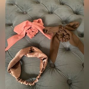 Hair Bow Scrunchies and one knotted stain head band